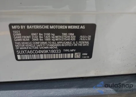 2022 BMW X5 Phev xDrive45E из США, поврежденный, VIN 5UXTA6C04N9K18033